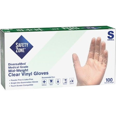 The Safety Zone GVEP-1C, Disposable Gloves, 3.6 mil Palm, Vinyl, Powder-Free, S, 100 PK, Orange SZNGVEPSM1C